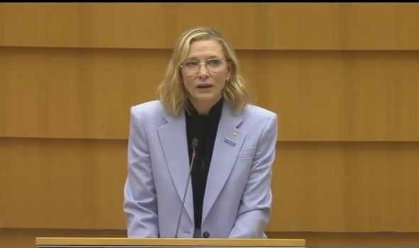  لبنان اليوم - كيت بلانشيت تدعو أمام البرلمان الأوروبي إلى وقف فوري لإطلاق النار في غزة وزيادة دعم اللاجئين